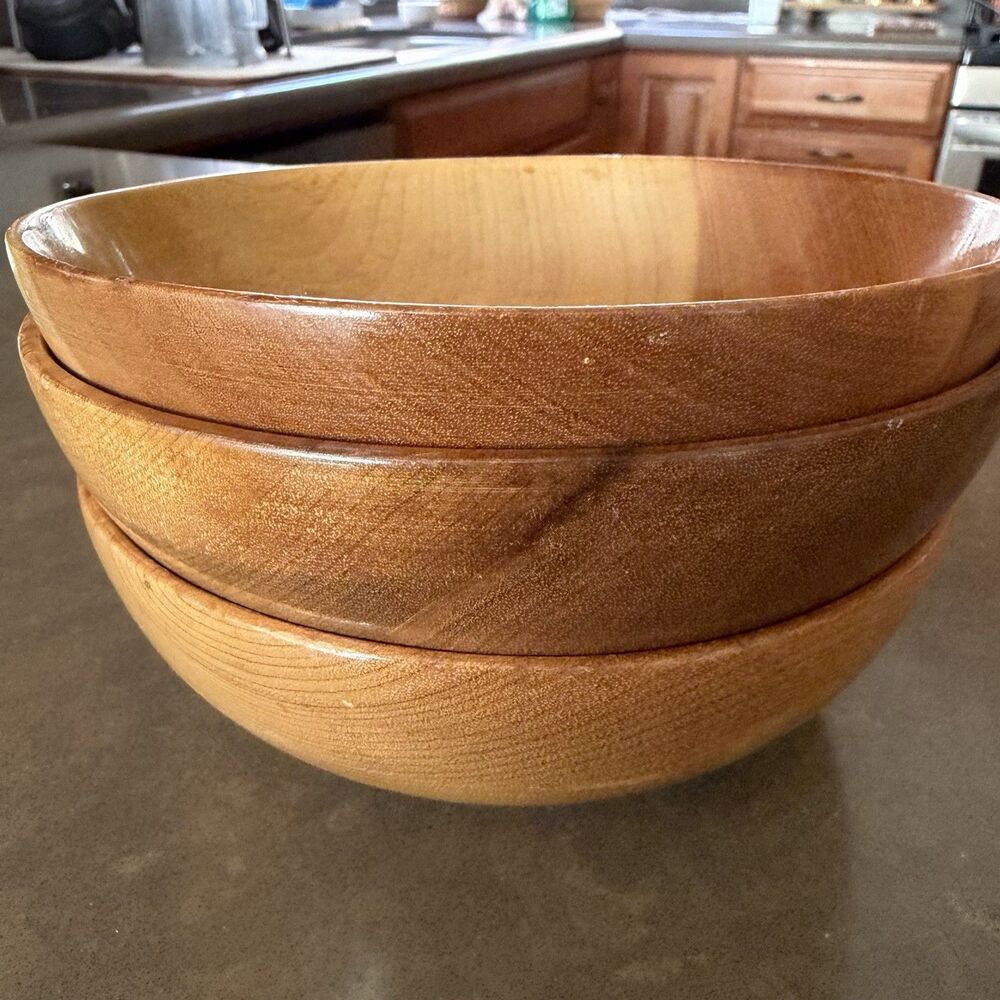 Three (3) OREGON Myrtle Wood 6" Salad Bowls Handcrafted Hand Turned Wood